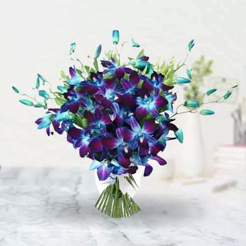 Exclusive Bouquet of Blue Orchids