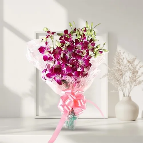 Shop for Delightful Orchids Bouquet with Tissue Wrap