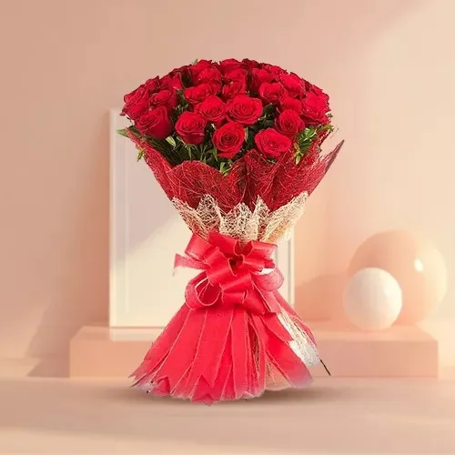 Order Vibrant Blooms Bouquet of Red Roses Tissue wrapped