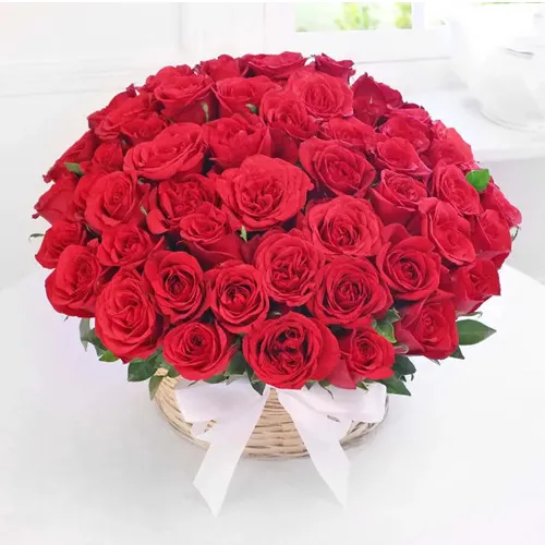 Beautiful Basket Arrangement of Red Roses