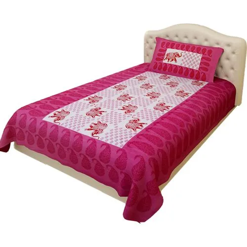 Attractive Rajasthani Print Single Bed Sheet N Pillow Cover Combo