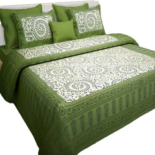 Fabulous Jaipuri Print Double Bed Sheet N Pillow Cover Combo