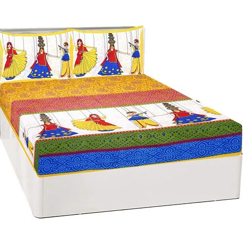 Stunning Combo of Rajasthani Print Double Bed Sheet N Pillow Cover
