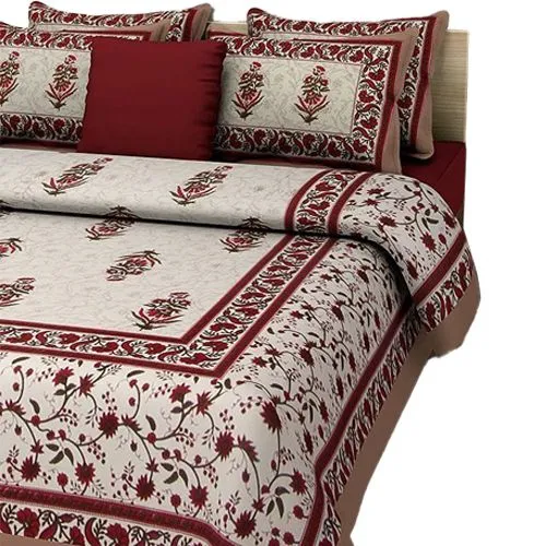 Stunning Jaipuri Print Double Bed Sheet with Pillow Cover Combo