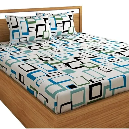 Fancy Geometric Print Double Bedsheet with Pillow Cover Set