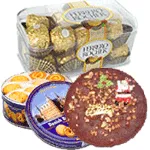 Special Gift Hamper containing Ferrero Rocher (16 pcs), 1 Lb Plum Cake and Cookie 
