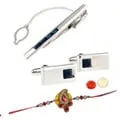 Cufflinks and Tie Pin Set for Men from Park Avenue with Free Rakhi