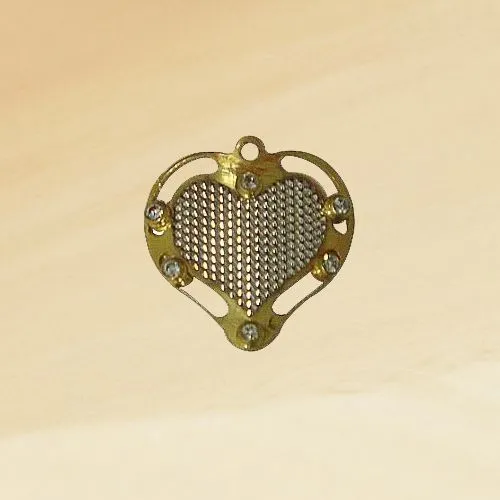 Order Gold Tone Metal Heart Shaped Pendant with Mesh