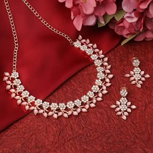 Ravishing Gold Plated Crystal Jewellery Set