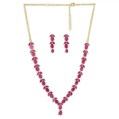 Dazzling Ruby Necklace N Earrings Set
