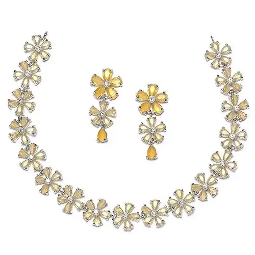 Classy AD Studded Flower Jewellery Set