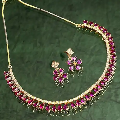 Outstanding Gold Plated AD Jewellery Set