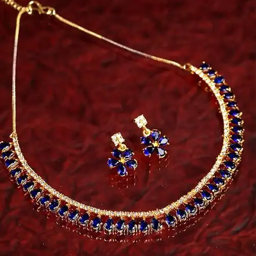 Dazzling Gold Plated AD Jewellery Set
