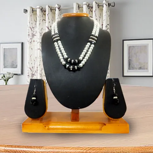 Deliver Double Row Stone Studded Pearl Jewelry