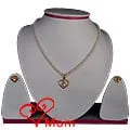 Gorgeous Looking Fresh Water Pearl Necklace with Gold Plated Heart Shaped Pendant & Earrings Set