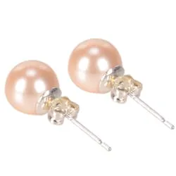 Fancy Pair of Pink Genuine Pearl Drop Tops Earrings