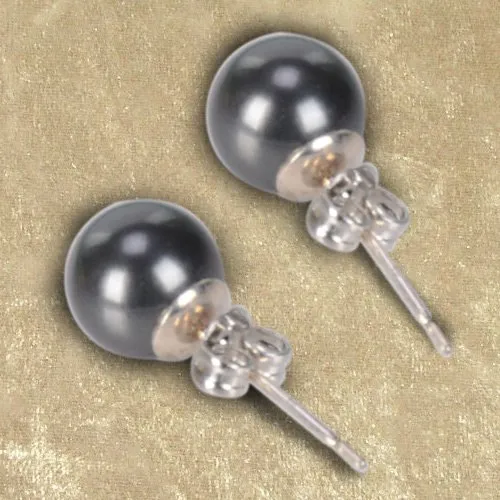 Delightful Pearl Earring Tops Set in Grey