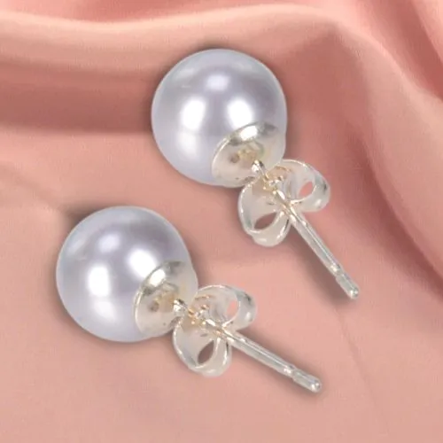 Classy Blue Hued Genuine Pearl Tops Earrings Set with Passions