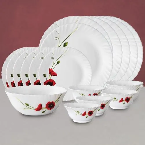 Impressive Larah by Borosil Red Carnations Dinner Set