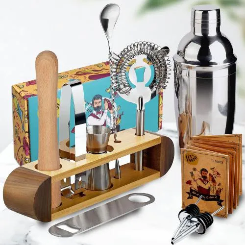 Enticing 11 Pc Bar Tool Set with Stand