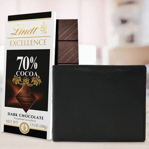 Impressive Mens Leather Wallet from Rich Born with a Lindt Excellence Chocolate Bar