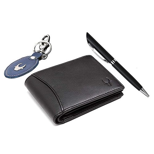Stunning WildHorn Leather Wallet with Keychain N Pen Set for Men