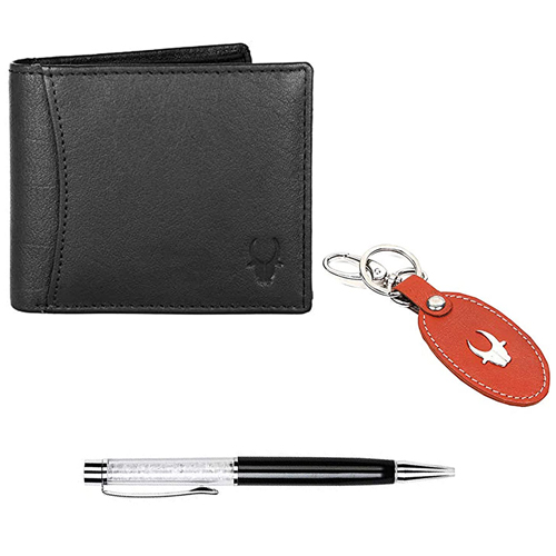 Remarkable WildHorn Leather Card Case with Pen N Keychain