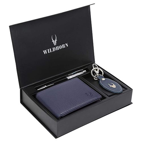 Astonishing Tripling of WildHorn Leather Wallet with Keychain N Pen
