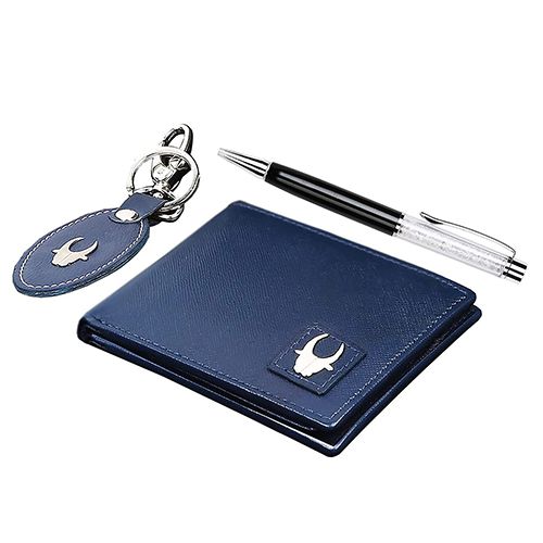 Admirable Trio of WildHorn Leather Wallet with Keychain N Pen for Men