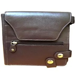 Deliver Brown Leather Purse for Ladies with Security Clutches