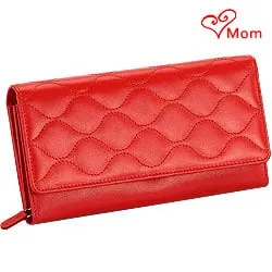 Red Wave shaped Genuine Leather Ladies Wallet from Leather Talks
