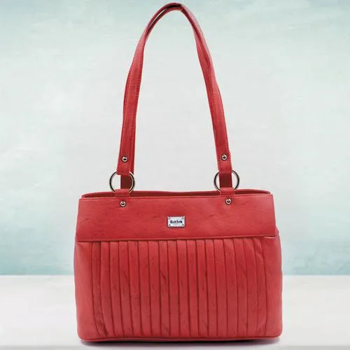 Admirable Red Color Leather Vanity Bag for Ladies