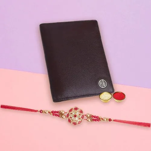 Stylish Rakhi  N  Leather Passport Holder Gift Set