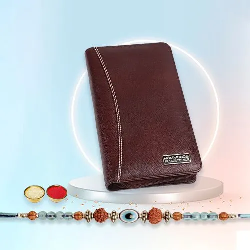 Charming Evil Eye Rakhi N Passport Holder Combo