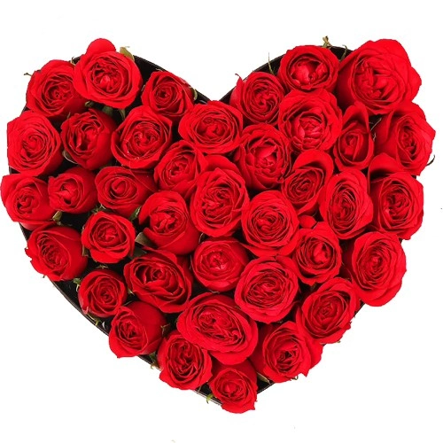 Red Roses in Heart Shape Arrangement.