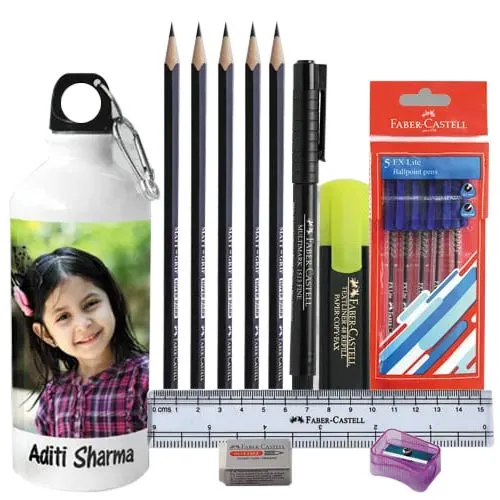 Fabulous Personalized Photo Sipper with Faber Castell School Kit