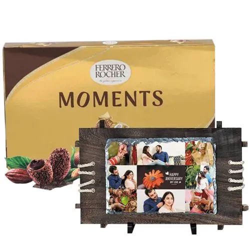 Exclusive Personalized Photo Rock in Wood Stone n Ferrero Rocher