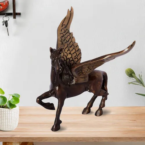Holy Antique Finish Brass Flying Angel Horse
