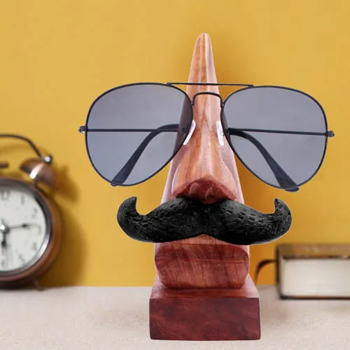 Fancy Handmade Nose Shape Spectacle Stand with Moustache
