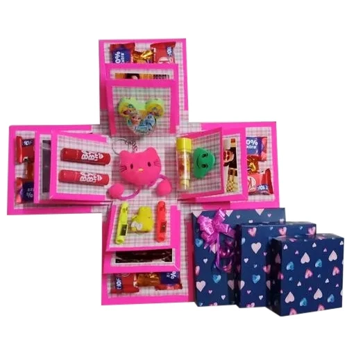 Magical 3 Layer Explosion Box of Chocolates, Personalized Photo n Goodies for Girls