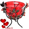 Sparkling Red Wrought Iron Candle Stand Gift 