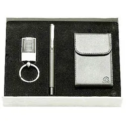 Deliver Steel finish Key Ring, Pen and Visiting Card Holder