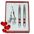 Twin Pen with Key Ring & Mobile Ring Gift Set