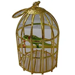 Send Golden Plated Bird Cage with Colorful Parrot