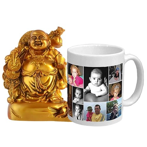 Exquisite Personalized Coffee Mug with a Laughing Buddha