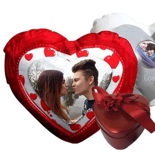 Deliver Heart Shaped Cushion with Tin Box