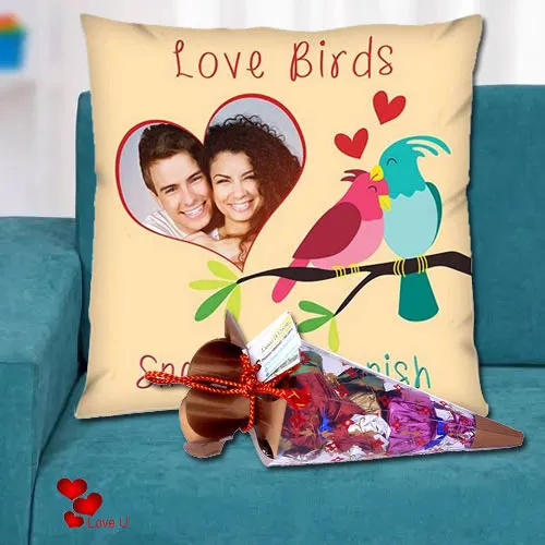 Smart Personalized Cushion with a Cone of Handmade Chocolates