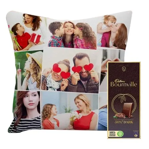 Exclusive Personalized Cushion with Cadbury Dark Milk Chocolate Bar