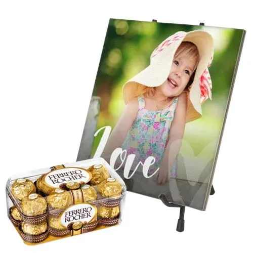 Eye Catching Personalized Photo Tile with Ferrero Rocher Chocolate