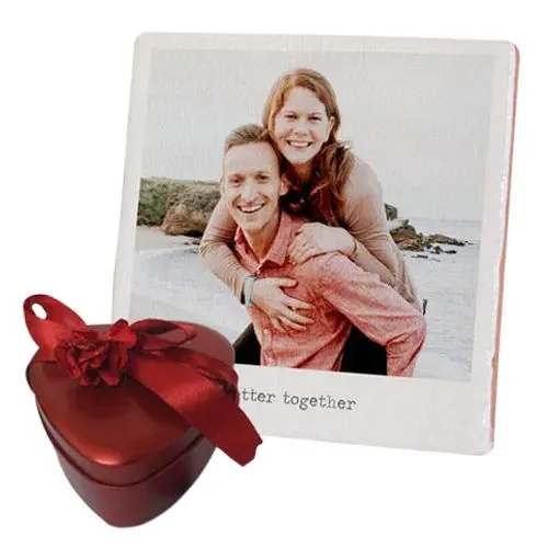 Buy Personalized Photo Tile with Heart Shape Hand Made Chocolates